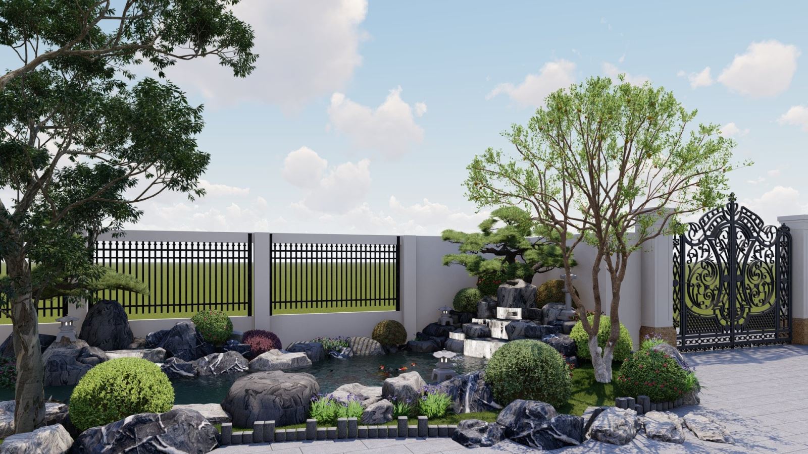 Concept vẽ tay dự án sân vườn Nhật Bản Zens Flow của kỹ sư SGL - Saigon Landscape